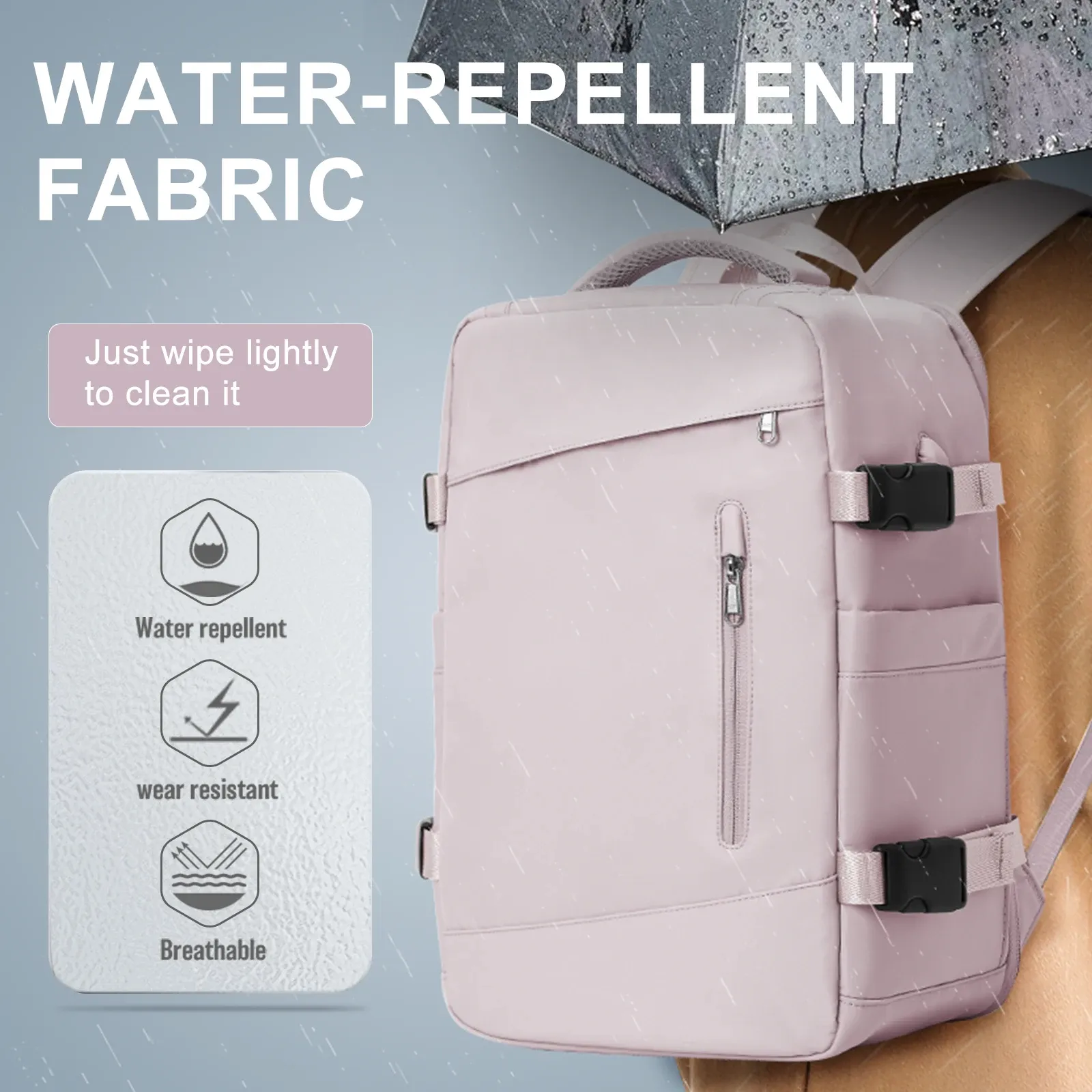 Women's Travel Backpack Suitcase 40x20x25cm Cabin Bag - Ryanair & Wizzair Approved Carry-On for Men & Laptop thumbnail 6