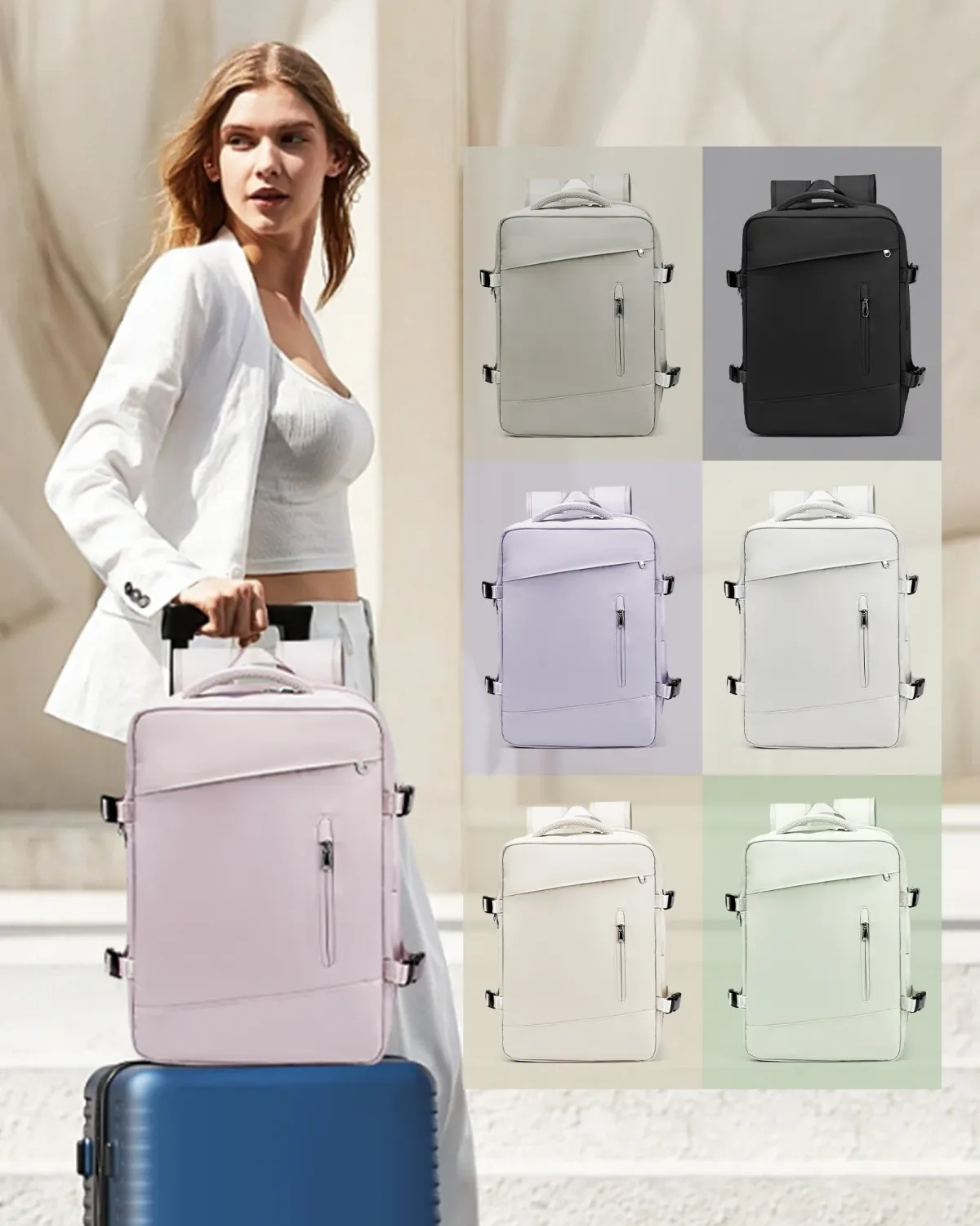 Women's Travel Backpack Suitcase 40x20x25cm Cabin Bag - Ryanair & Wizzair Approved Carry-On for Men & Laptop showcase 6