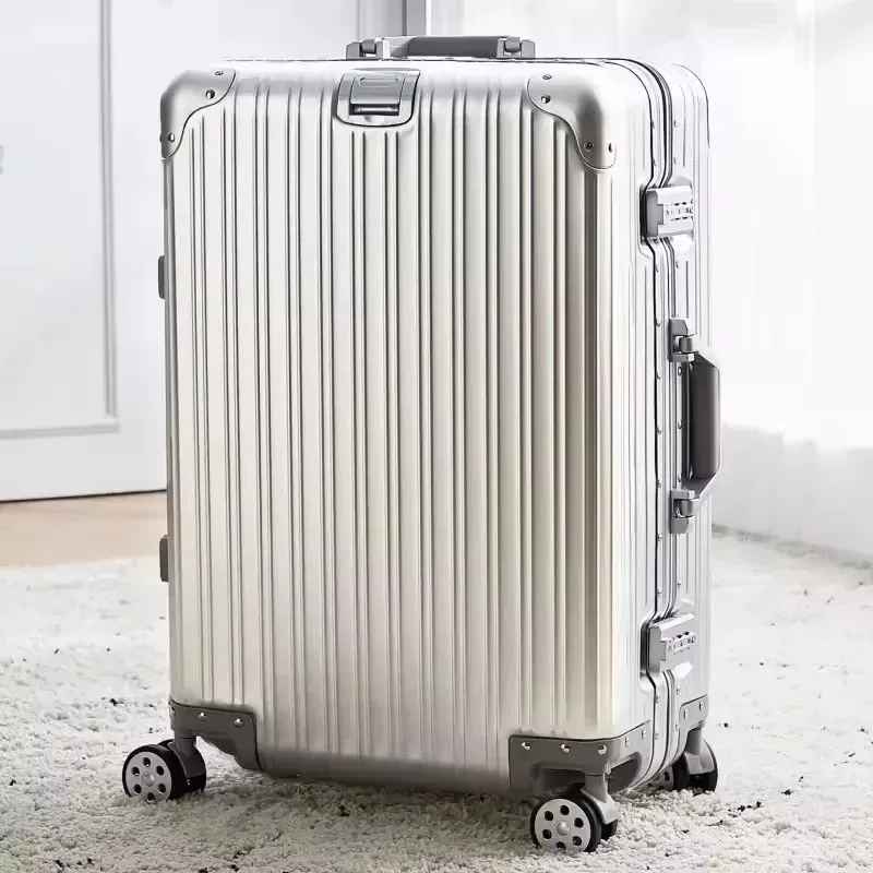 Lightweight Aluminum-Magnesium Alloy Carry-on Suitcase - 20/24/26/29 Inch Business Travel Trolley Luggage with Spinner Wheels thumbnail 6