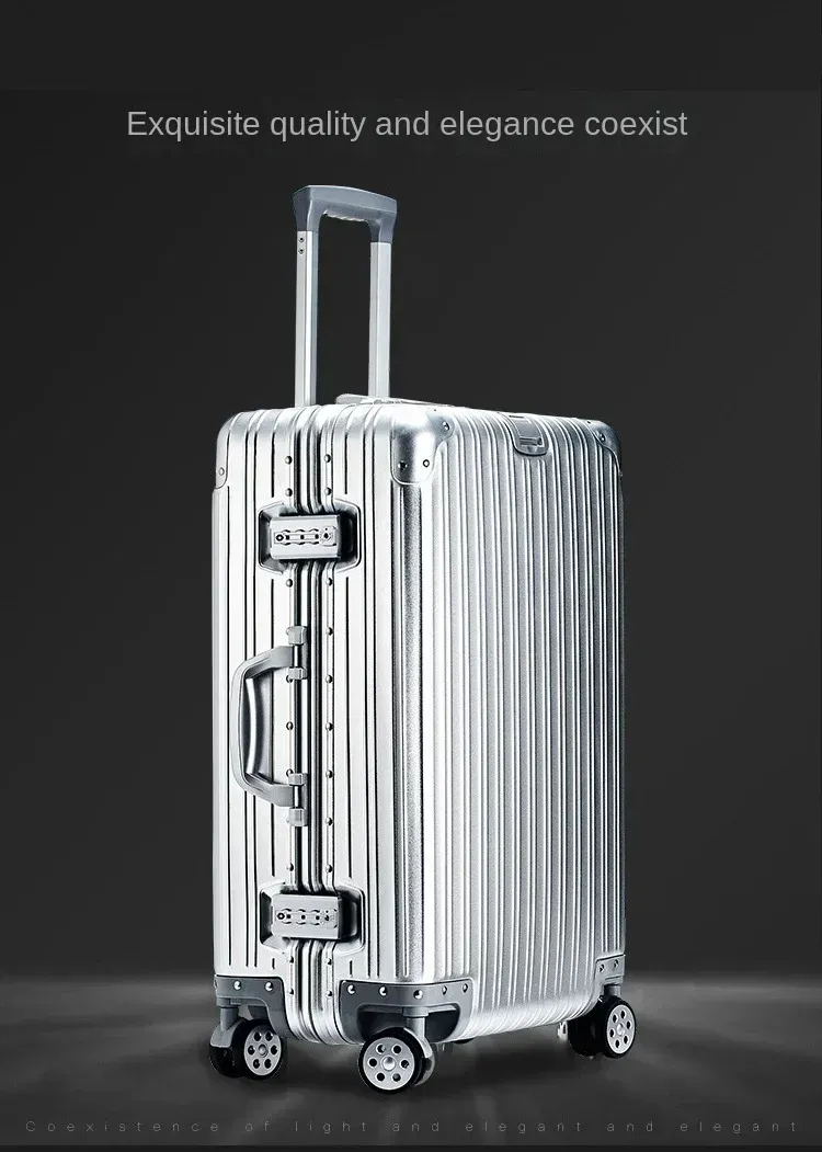 Lightweight Aluminum-Magnesium Alloy Carry-on Suitcase - 20/24/26/29 Inch Business Travel Trolley Luggage with Spinner Wheels showcase 1