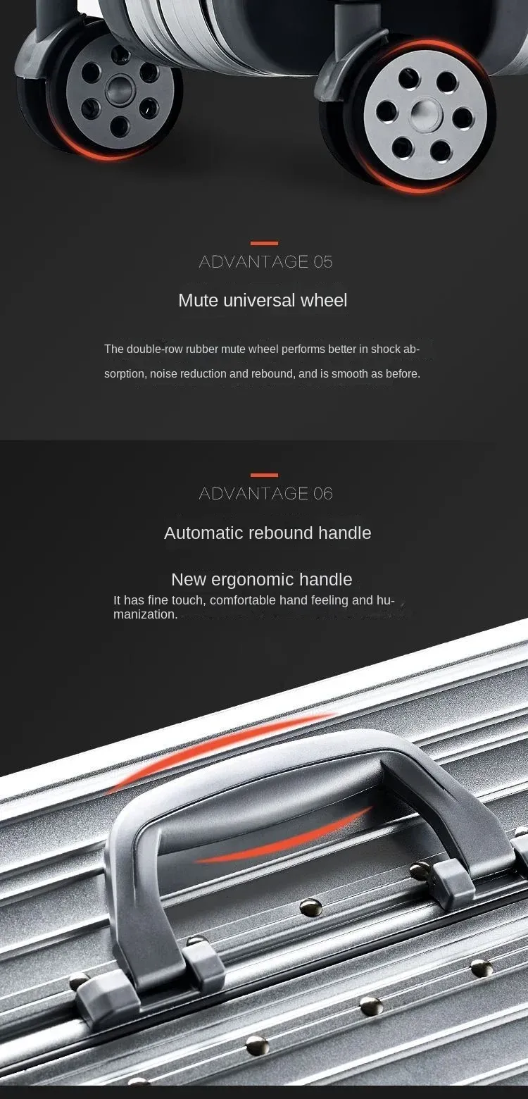 Lightweight Aluminum-Magnesium Alloy Carry-on Suitcase - 20/24/26/29 Inch Business Travel Trolley Luggage with Spinner Wheels showcase 7