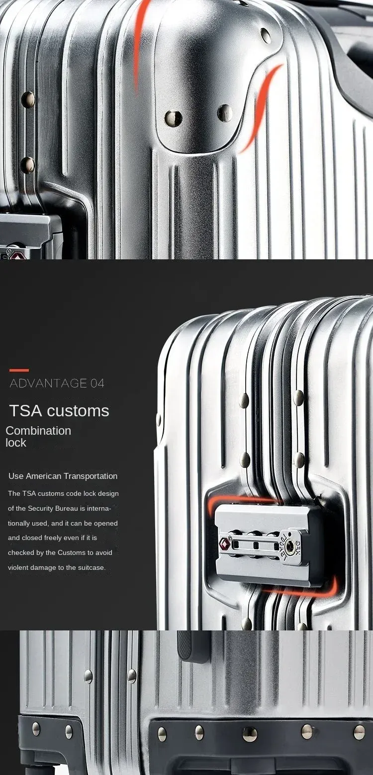 Lightweight Aluminum-Magnesium Alloy Carry-on Suitcase - 20/24/26/29 Inch Business Travel Trolley Luggage with Spinner Wheels showcase 6