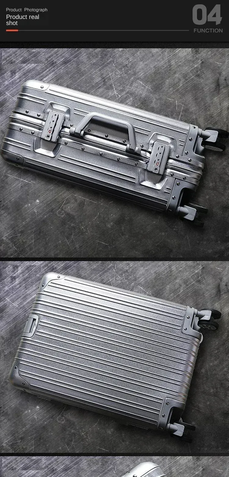 Lightweight Aluminum-Magnesium Alloy Carry-on Suitcase - 20/24/26/29 Inch Business Travel Trolley Luggage with Spinner Wheels showcase 8