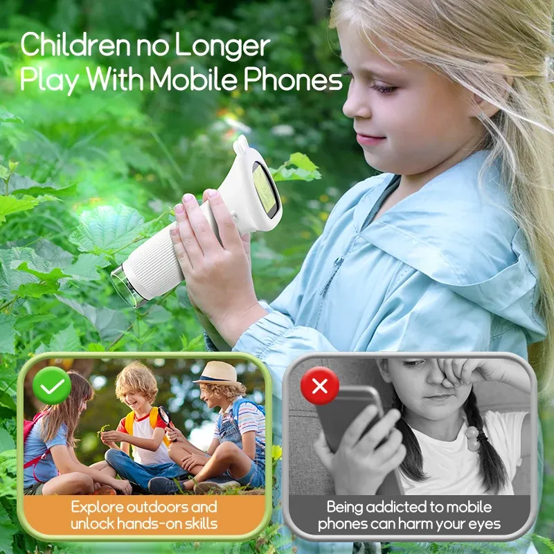Kids Microscope 1000x Magnification with 2.0" HD IPS Screen, 200MP Photo/Video Capture, LED Lights, 64GB Support - Educational Science Toy for Children thumbnail 2