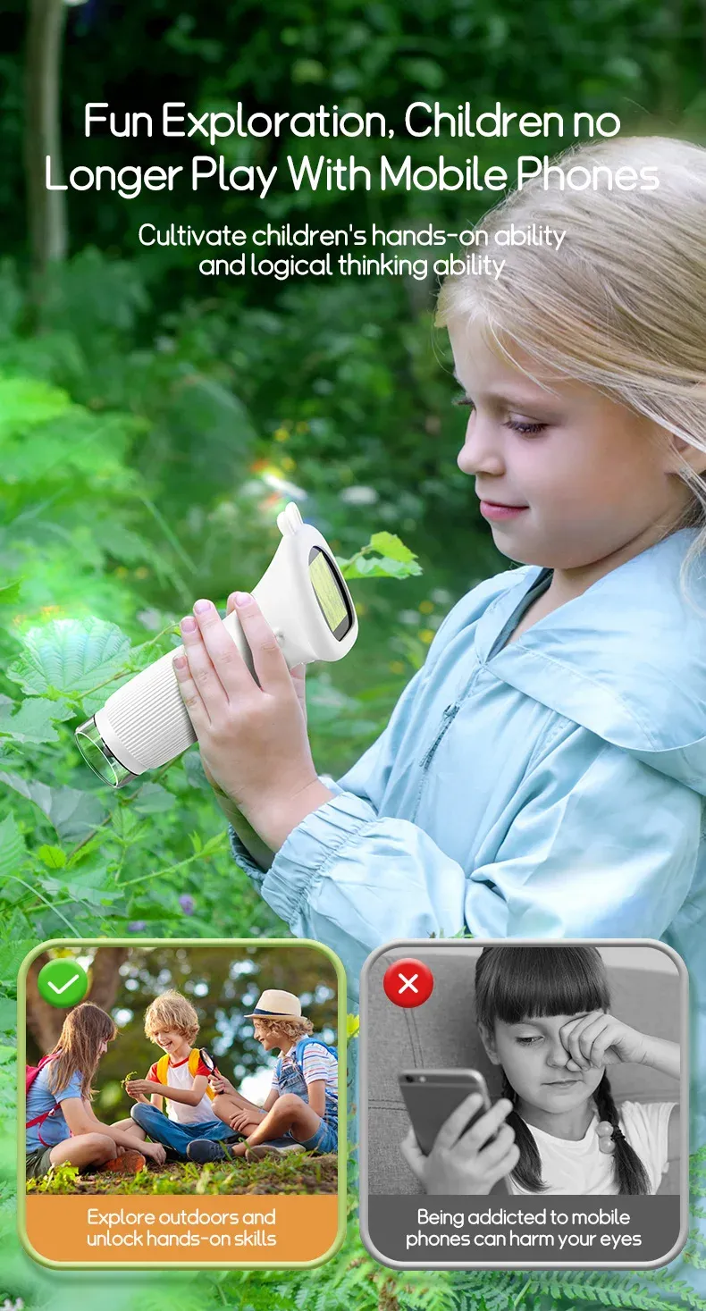 Kids Microscope 1000x Magnification with 2.0" HD IPS Screen, 200MP Photo/Video Capture, LED Lights, 64GB Support - Educational Science Toy for Children showcase 3