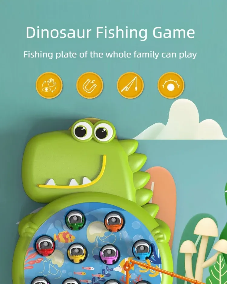 Dinosaur Magnetic Fishing Toy Set for Kids - Educational Montessori Game with Rod for Toddlers & Children - Fun Indoor/Outdoor Play Gift showcase 3