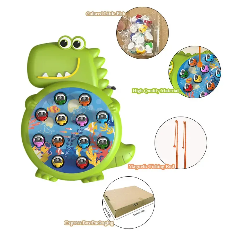 Dinosaur Magnetic Fishing Toy Set for Kids - Educational Montessori Game with Rod for Toddlers & Children - Fun Indoor/Outdoor Play Gift thumbnail 5
