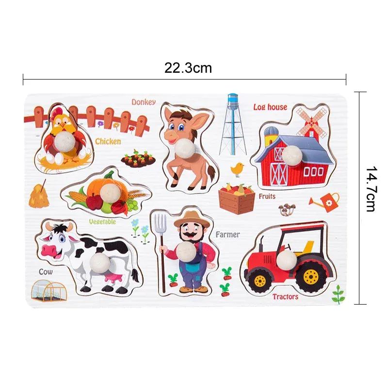 Montessori Wooden 3D Puzzles for Toddlers - Educational Cartoon Vehicle, Animal, and Fruit Grab Boards for Early Learning and Fine Motor Skill Development showcase 13