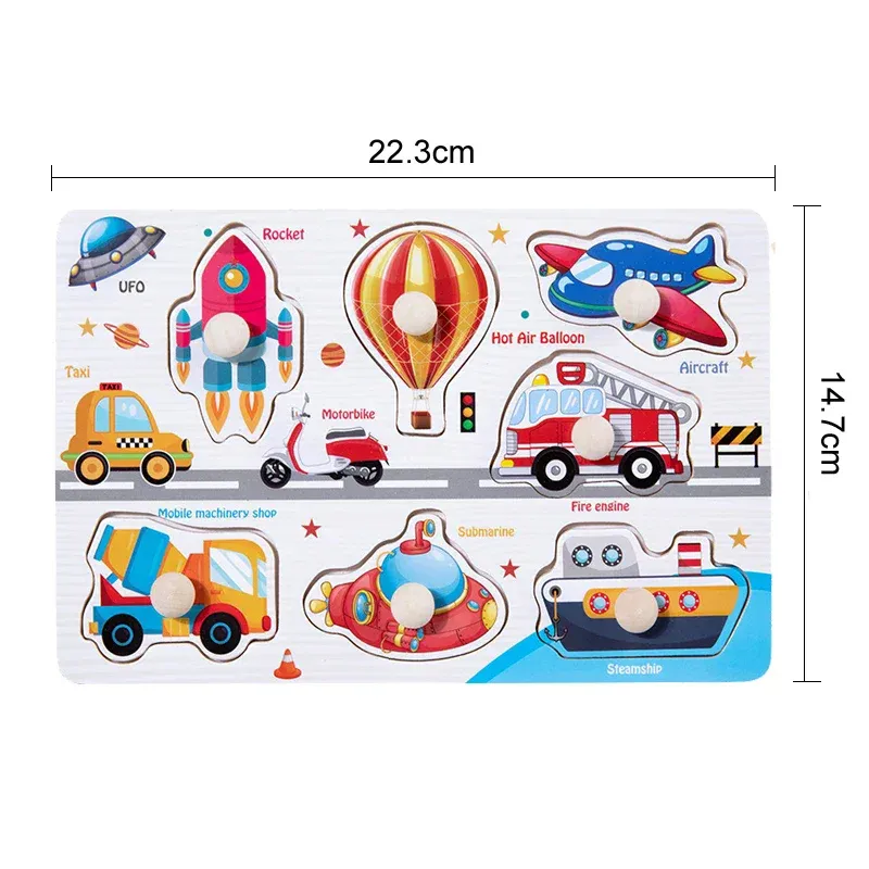 Montessori Wooden 3D Puzzles for Toddlers - Educational Cartoon Vehicle, Animal, and Fruit Grab Boards for Early Learning and Fine Motor Skill Development showcase 10
