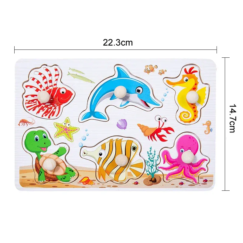 Montessori Wooden 3D Puzzles for Toddlers - Educational Cartoon Vehicle, Animal, and Fruit Grab Boards for Early Learning and Fine Motor Skill Development showcase 9