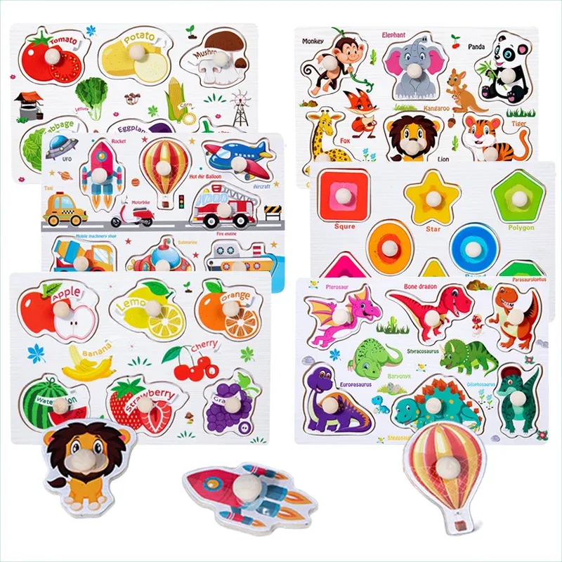 Montessori Wooden 3D Puzzles for Toddlers - Educational Cartoon Vehicle, Animal, and Fruit Grab Boards for Early Learning and Fine Motor Skill Development showcase 6