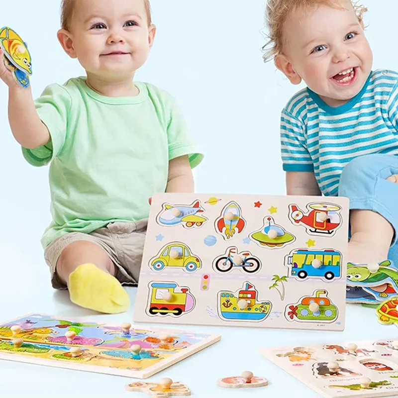 Montessori Wooden 3D Puzzles for Toddlers - Educational Cartoon Vehicle, Animal, and Fruit Grab Boards for Early Learning and Fine Motor Skill Development showcase 5