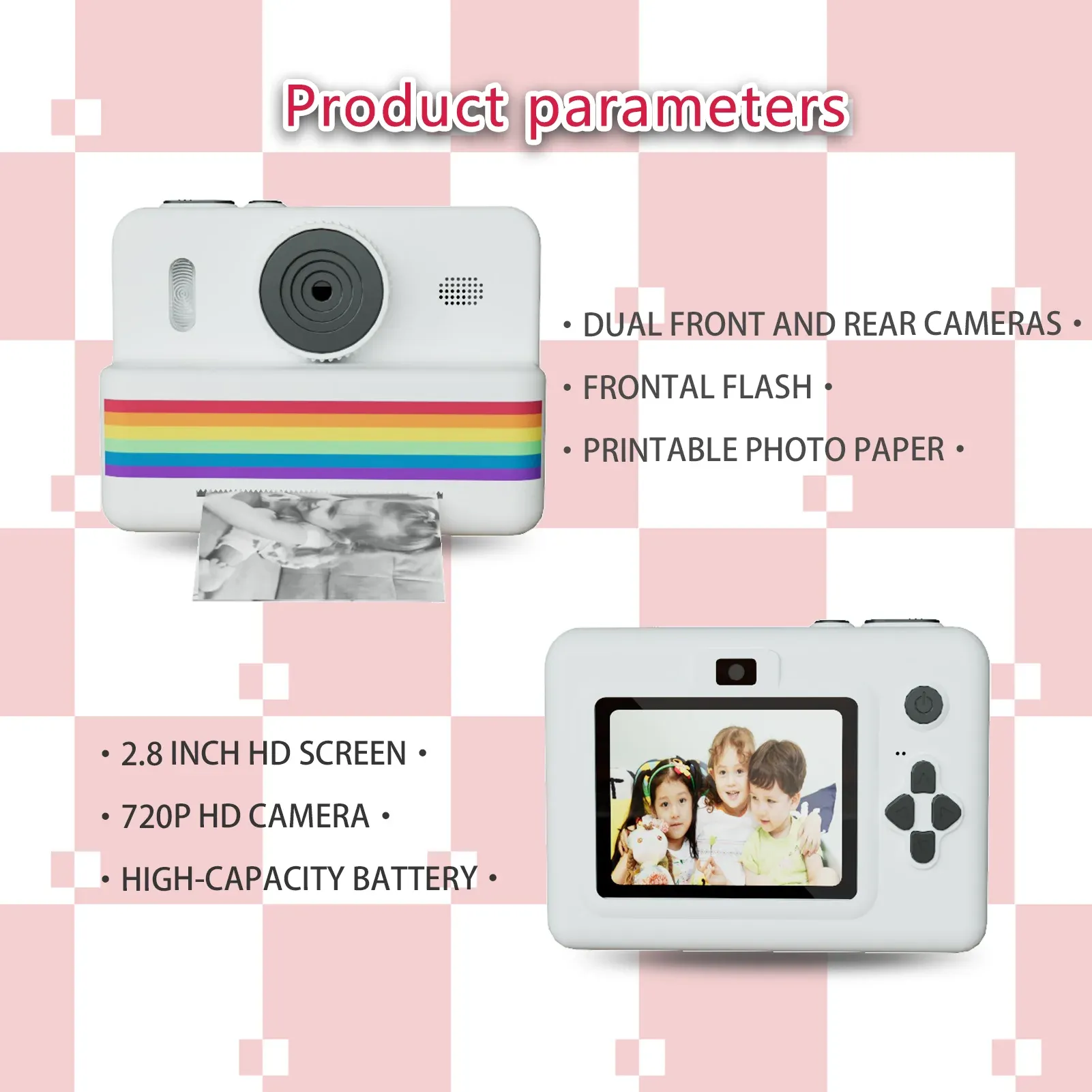 Instant Camera for Kids with 32GB Memory Card & Color Pencils - Dual Cameras, Flashlight, Perfect Birthday Gift for Boys and Girls thumbnail 3