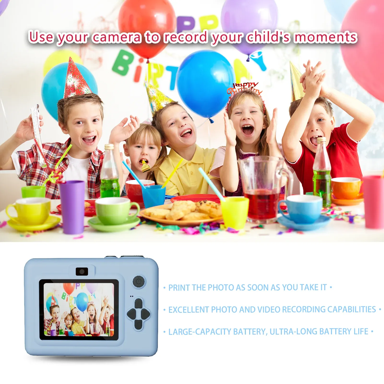 Instant Camera for Kids with 32GB Memory Card & Color Pencils - Dual Cameras, Flashlight, Perfect Birthday Gift for Boys and Girls thumbnail 2