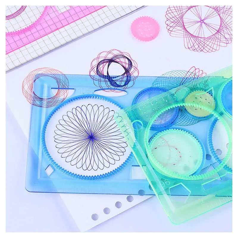 Geometry Spirograph Drawing Stencils Set for Kids - Creative Art Craft Painting Template Ruler Tool for Educational Fun thumbnail 4