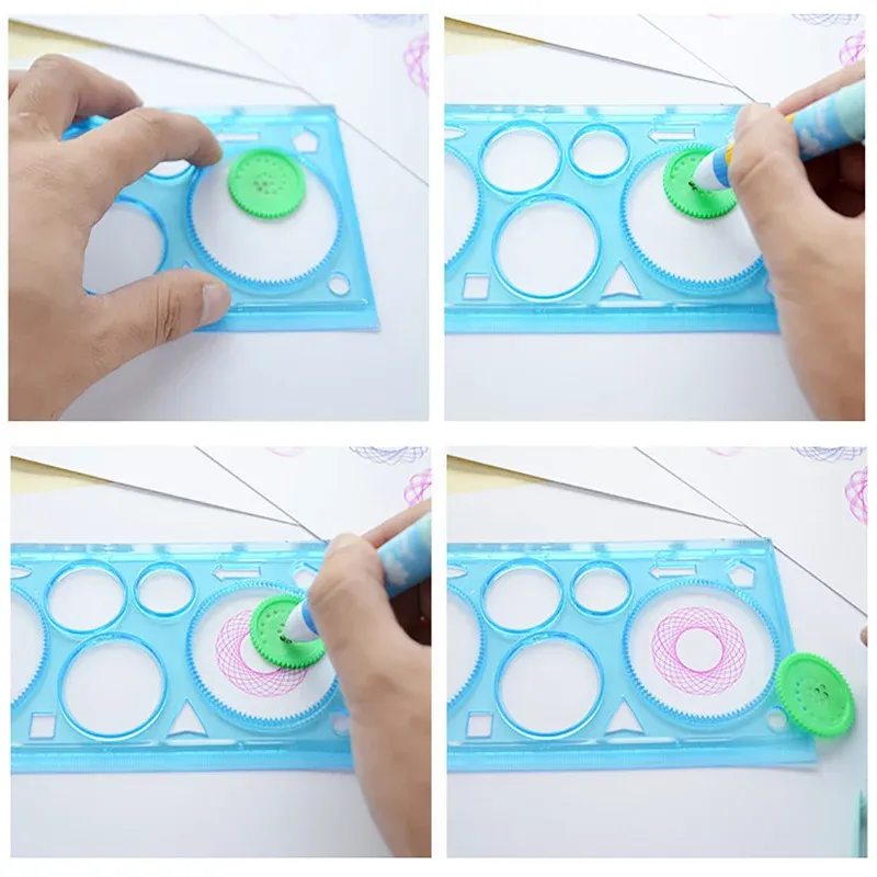 Geometry Spirograph Drawing Stencils Set for Kids - Creative Art Craft Painting Template Ruler Tool for Educational Fun thumbnail 2
