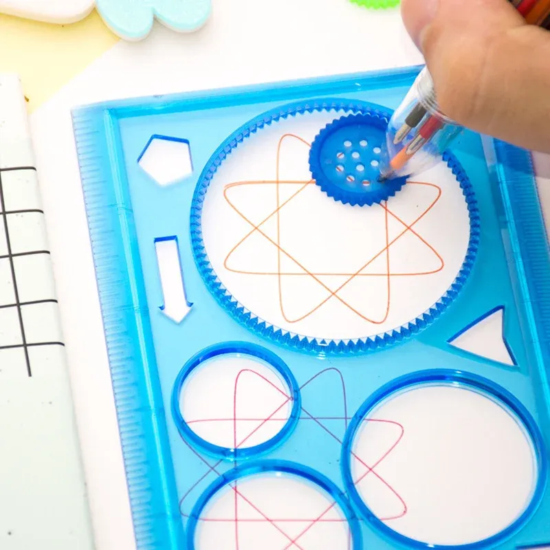 Geometry Spirograph Drawing Stencils Set for Kids - Creative Art Craft Painting Template Ruler Tool for Educational Fun thumbnail 3