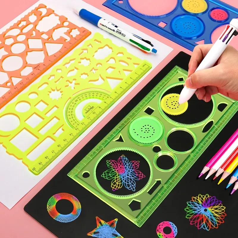 Geometry Spirograph Drawing Stencils Set for Kids - Creative Art Craft Painting Template Ruler Tool for Educational Fun showcase 1