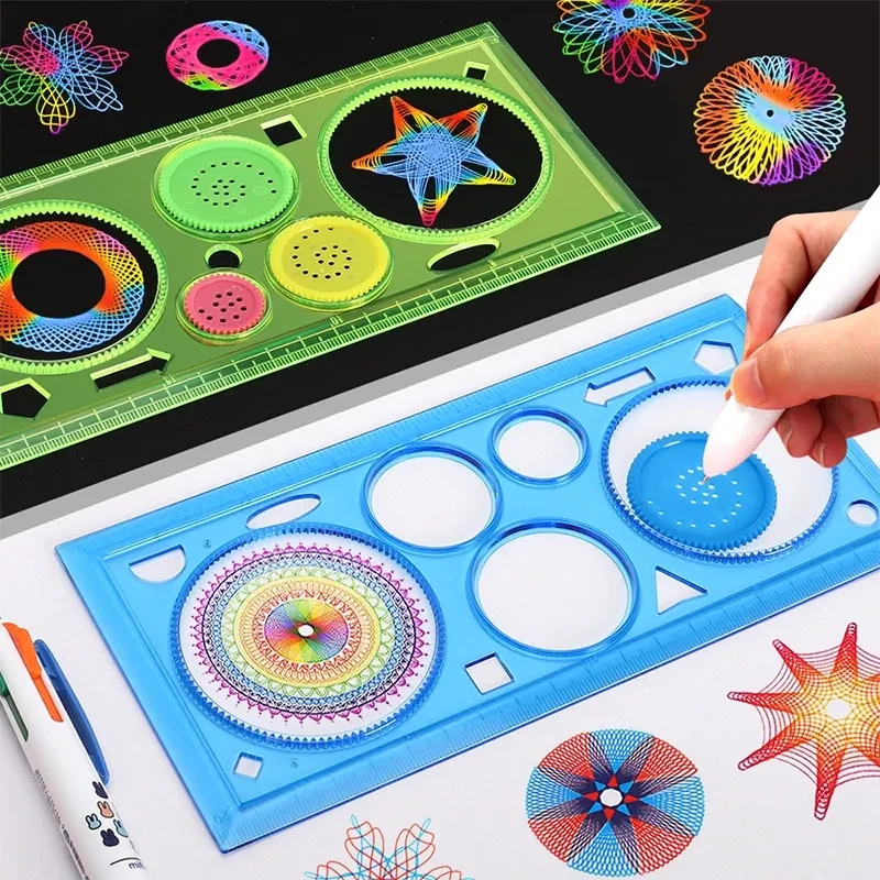 Geometry Spirograph Drawing Stencils Set for Kids - Creative Art Craft Painting Template Ruler Tool for Educational Fun showcase 3