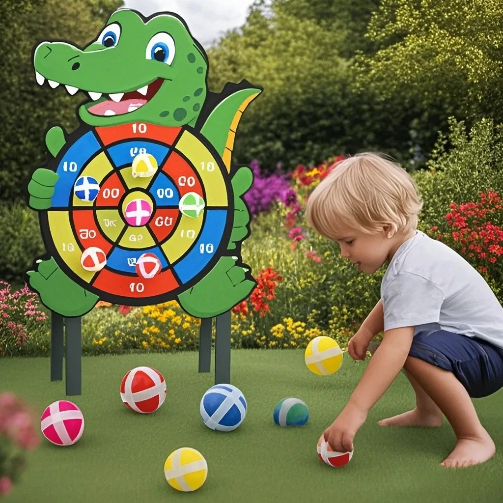Kids Sticky Ball Dart Board Game Toy - Educational Montessori Indoor Sports for Children, Toddlers, and Gifts thumbnail 1