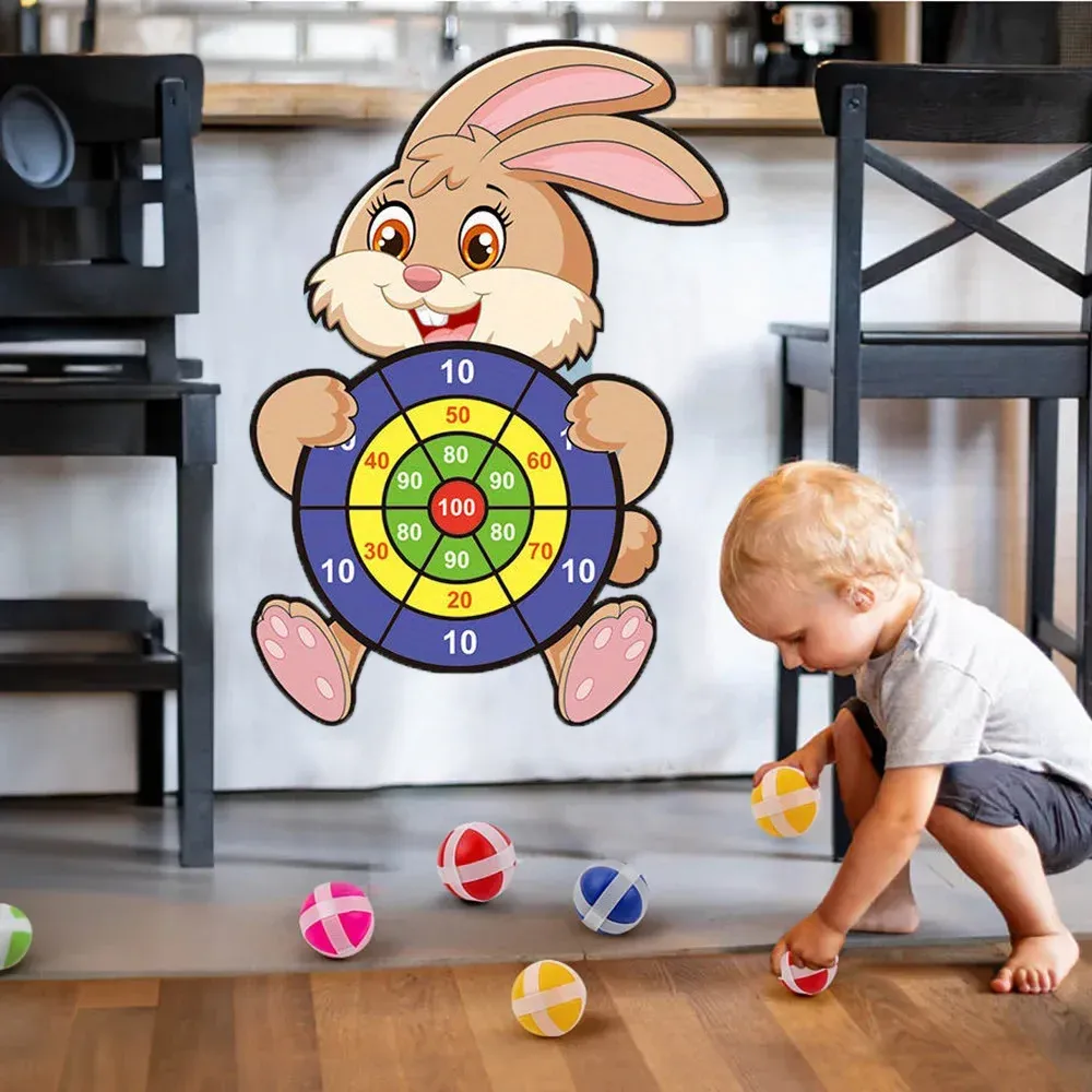 Kids Sticky Ball Dart Board Game Toy - Educational Montessori Indoor Sports for Children, Toddlers, and Gifts thumbnail 2