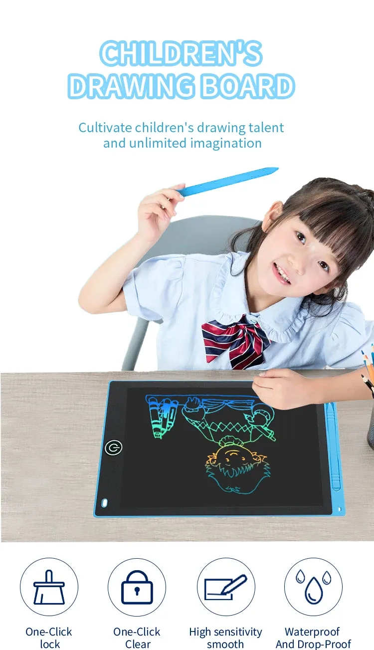 LCD Drawing Tablet for Kids & Adults, 6.5-12 Inch Erasable Doodle Board with Stylus, Rechargeable Educational Toy Gift for Boys Girls, Vibrant Color Screen showcase 4