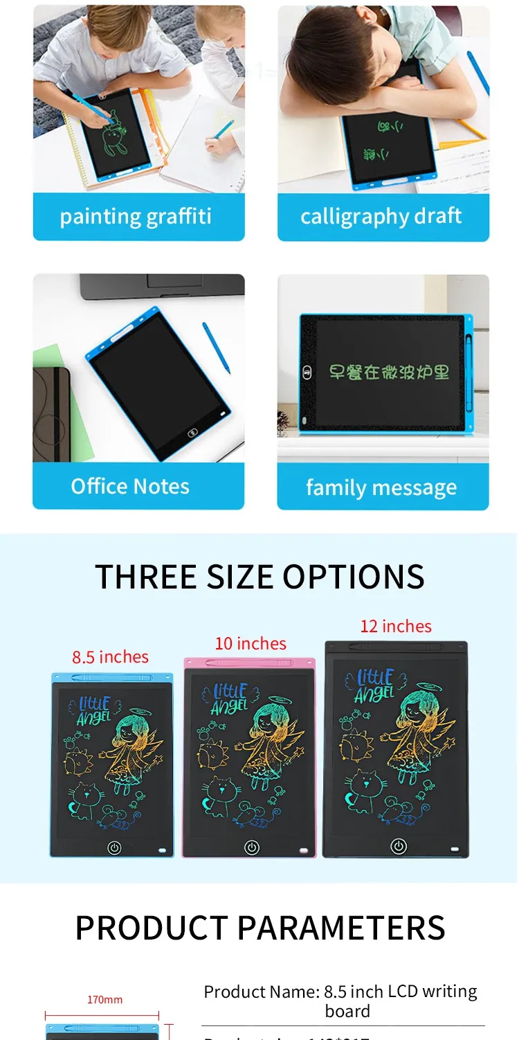 LCD Drawing Tablet for Kids & Adults, 6.5-12 Inch Erasable Doodle Board with Stylus, Rechargeable Educational Toy Gift for Boys Girls, Vibrant Color Screen showcase 9
