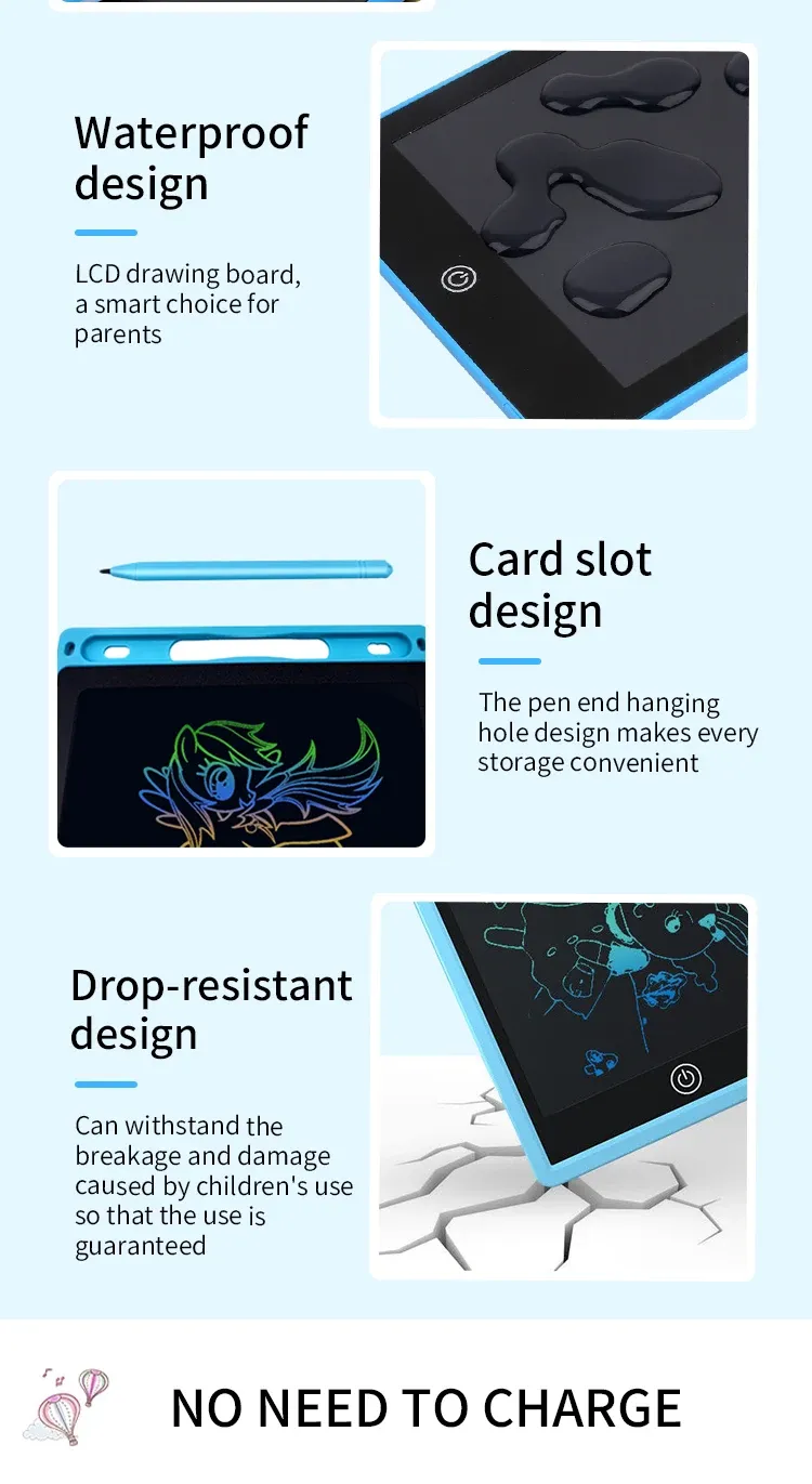 LCD Drawing Tablet for Kids & Adults, 6.5-12 Inch Erasable Doodle Board with Stylus, Rechargeable Educational Toy Gift for Boys Girls, Vibrant Color Screen showcase 8
