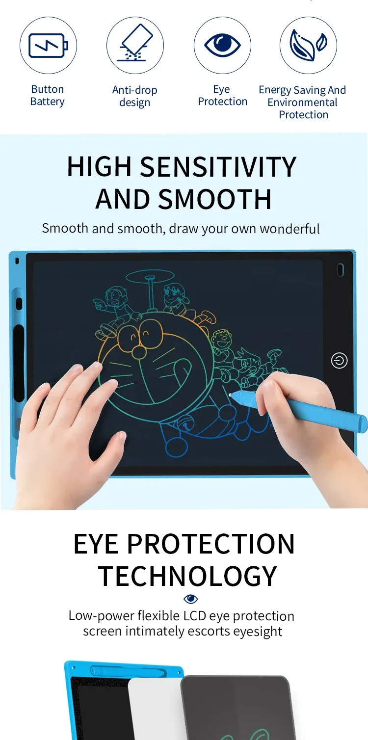 LCD Drawing Tablet for Kids & Adults, 6.5-12 Inch Erasable Doodle Board with Stylus, Rechargeable Educational Toy Gift for Boys Girls, Vibrant Color Screen showcase 5