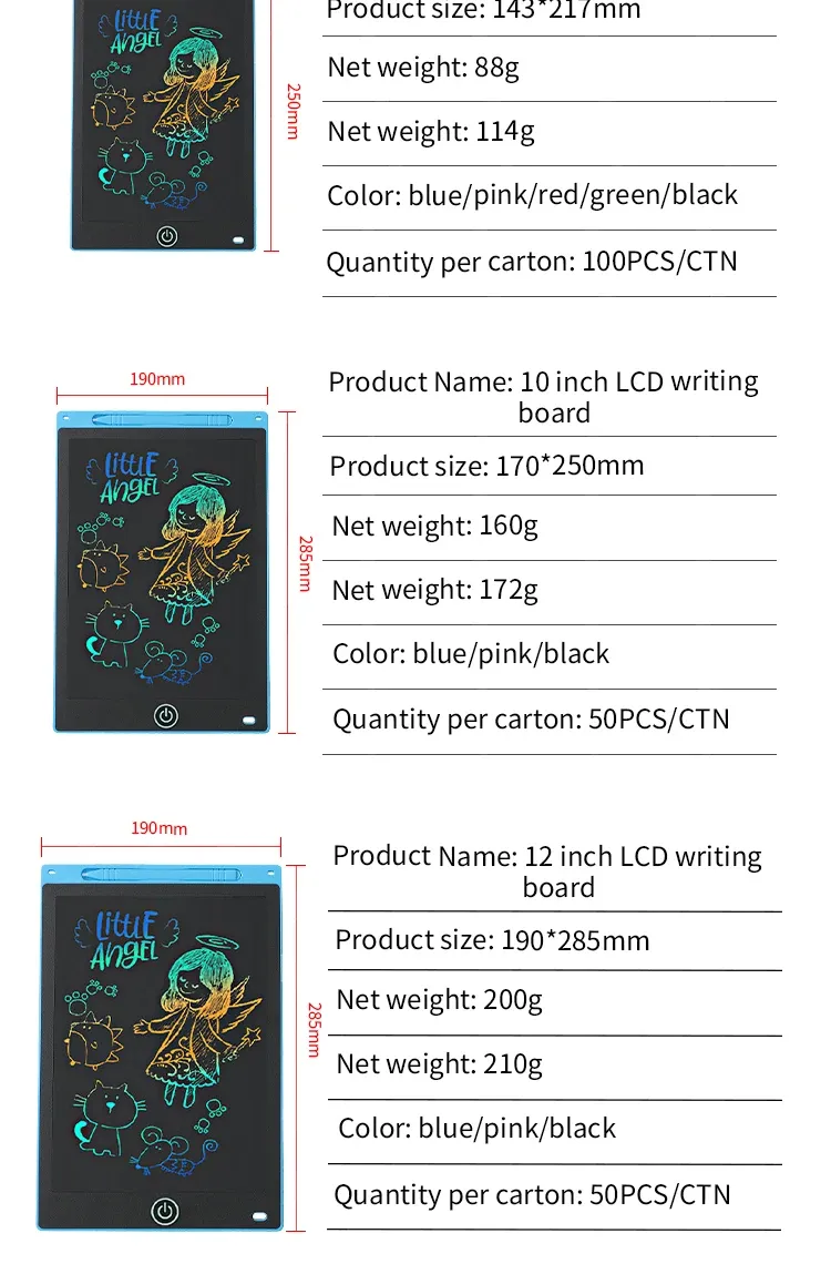 LCD Drawing Tablet for Kids & Adults, 6.5-12 Inch Erasable Doodle Board with Stylus, Rechargeable Educational Toy Gift for Boys Girls, Vibrant Color Screen showcase 10