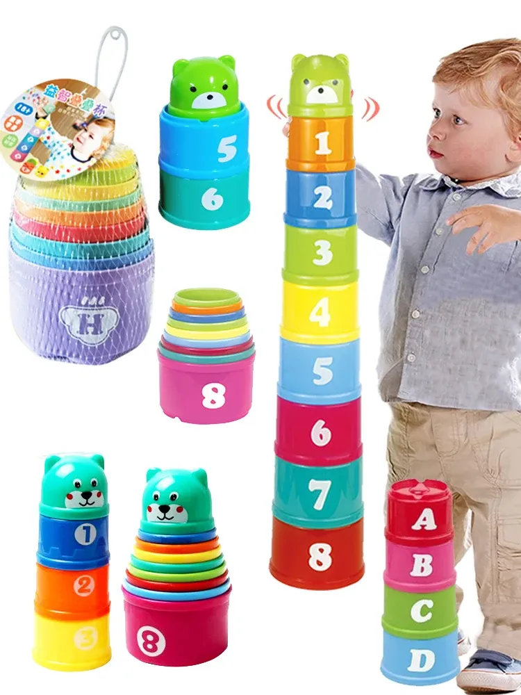 Interactive Baby Stack Cups Toy for Kids - Early Education Puzzle Game, Hand Speed Competition, Shape Sorter, and Beach Play Set for 6 Months to 3 Years Old showcase 2