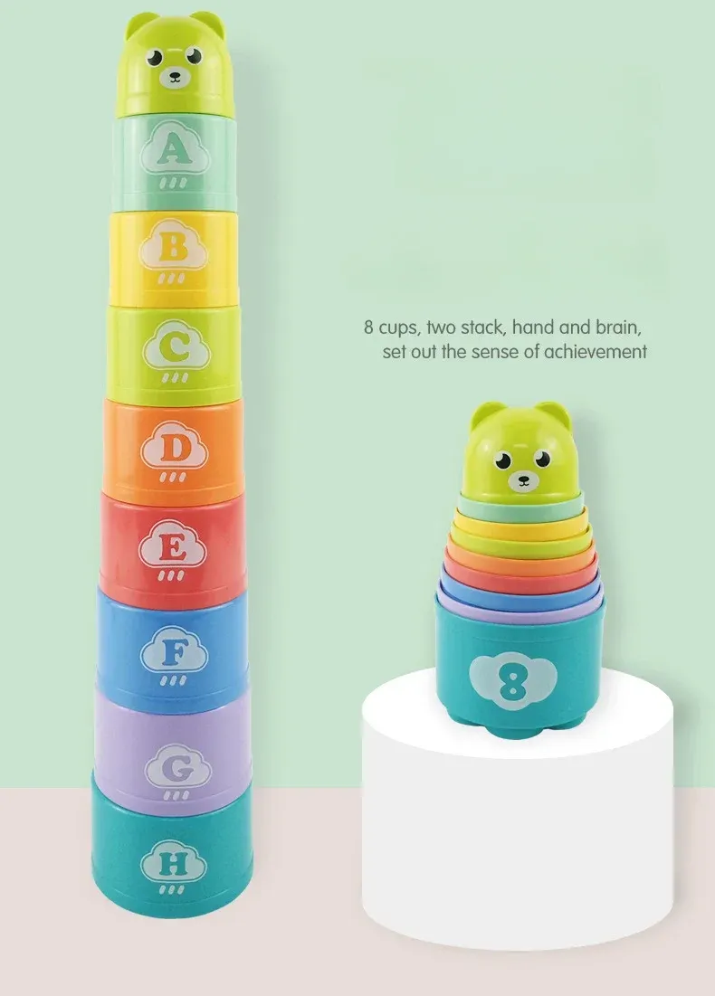Interactive Baby Stack Cups Toy for Kids - Early Education Puzzle Game, Hand Speed Competition, Shape Sorter, and Beach Play Set for 6 Months to 3 Years Old showcase 4