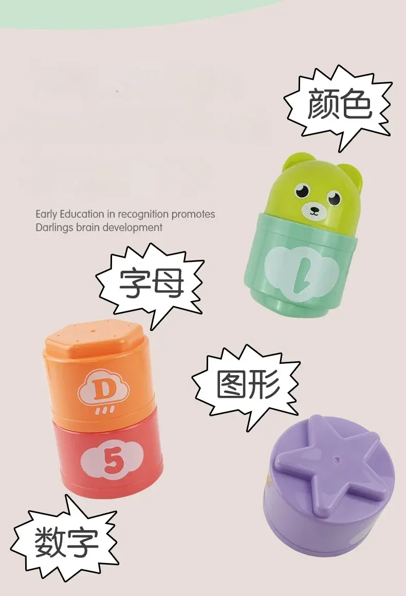 Interactive Baby Stack Cups Toy for Kids - Early Education Puzzle Game, Hand Speed Competition, Shape Sorter, and Beach Play Set for 6 Months to 3 Years Old showcase 6