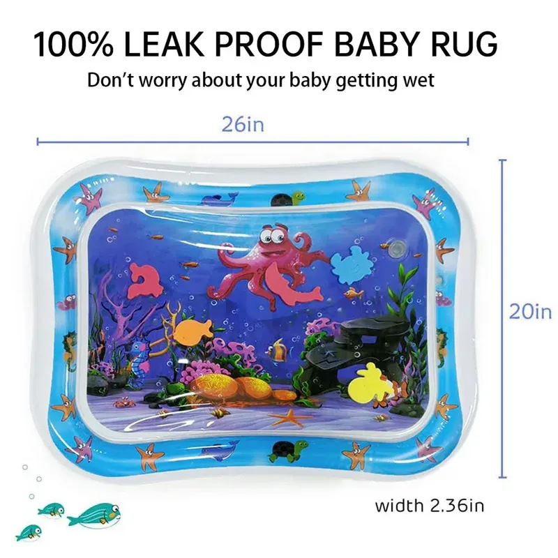 Inflatable Baby Water Play Mat for Tummy Time - PVC Cushion with Floating Fish for Sensory Stimulation, Motor Skill Development, and Early Education Activity for Toddlers thumbnail 4