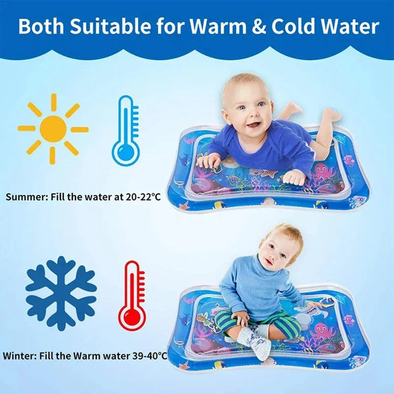 Inflatable Baby Water Play Mat for Tummy Time - PVC Cushion with Floating Fish for Sensory Stimulation, Motor Skill Development, and Early Education Activity for Toddlers thumbnail 5
