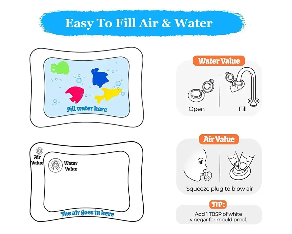 Inflatable Baby Water Play Mat for Tummy Time - PVC Cushion with Floating Fish for Sensory Stimulation, Motor Skill Development, and Early Education Activity for Toddlers showcase 7