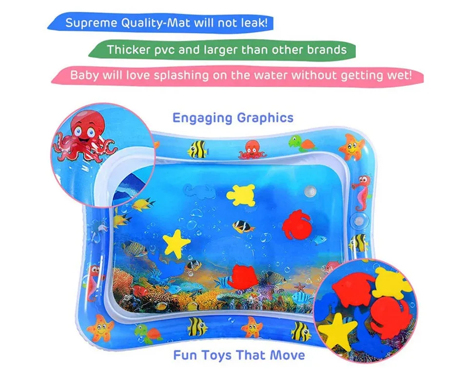 Inflatable Baby Water Play Mat for Tummy Time - PVC Cushion with Floating Fish for Sensory Stimulation, Motor Skill Development, and Early Education Activity for Toddlers showcase 3