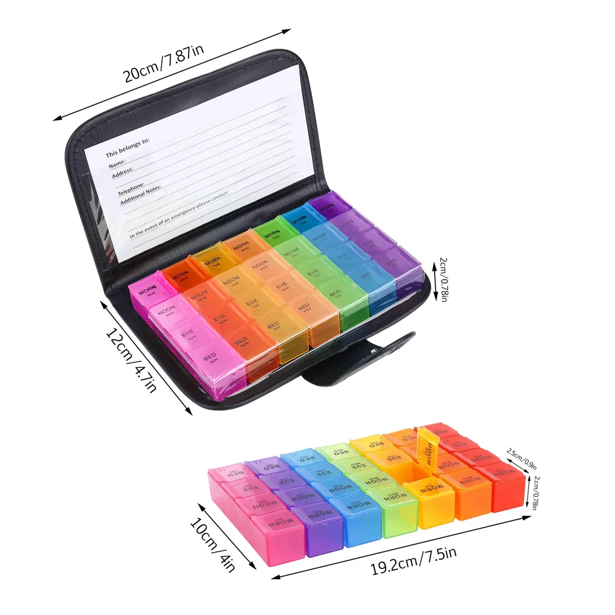7-Day Pill Box Organizer with 28 Compartments & PU Wallet - Weekly Medicine Vitamin Fish Oil Tablet Storage Case for Travel & Daily Health Management showcase 5