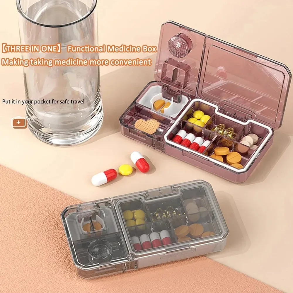 3-in-1 Travel Pill Organizer Box with Cutter & Grinder - BPA-Free, Sealed Moistureproof Case for Vitamins & Tablets showcase 6