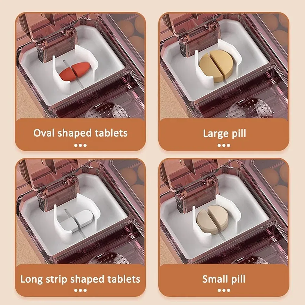 3-in-1 Travel Pill Organizer Box with Cutter & Grinder - BPA-Free, Sealed Moistureproof Case for Vitamins & Tablets showcase 3