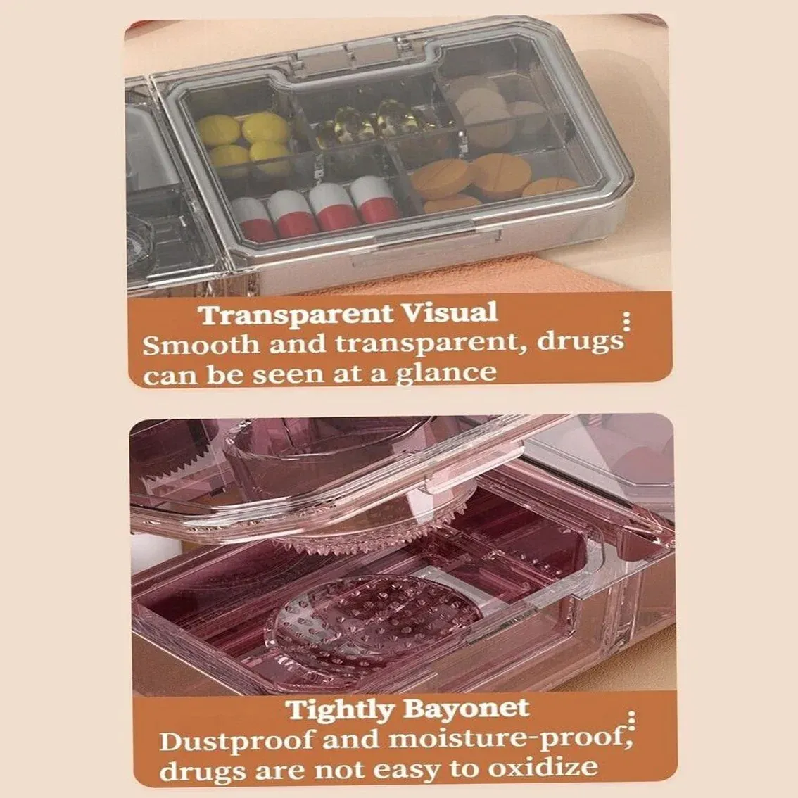 3-in-1 Travel Pill Organizer Box with Cutter & Grinder - BPA-Free, Sealed Moistureproof Case for Vitamins & Tablets showcase 7