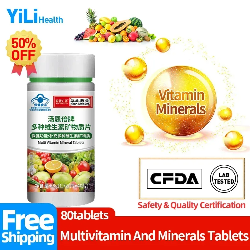 Multivitamin & Mineral Tablets for Men & Women - 40 Count Bottle with Calcium, Iron, Zinc, Vitamins A, B2, C, E - Daily Health Supplement