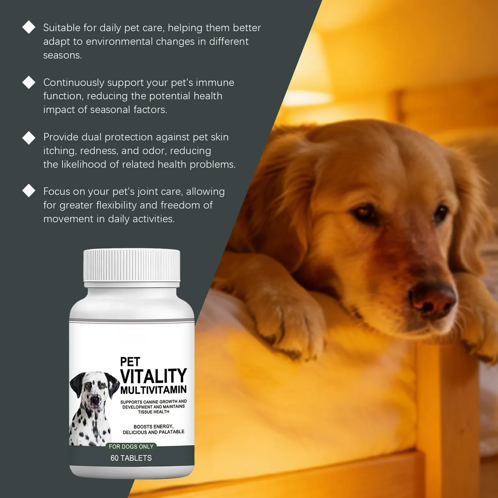 Dog Multivitamin Chewable Tablets - Gentle Formula for All Sizes, Supports Skin, Coat, Immune Health & Digestion - Tasty Daily Nutritional Supplement thumbnail 2