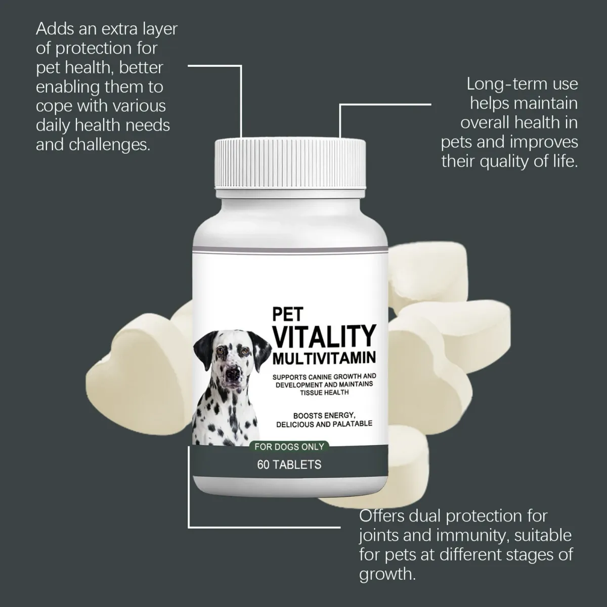 Dog Multivitamin Chewable Tablets - Gentle Formula for All Sizes, Supports Skin, Coat, Immune Health & Digestion - Tasty Daily Nutritional Supplement showcase 2