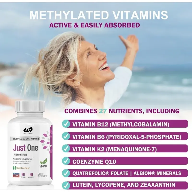 Methylated Multivitamins with Methyl B12 & Methylfolate - 60 Tablets for MTHFR Support, Iron-Free, Enhanced Absorption Daily Supplement showcase 4