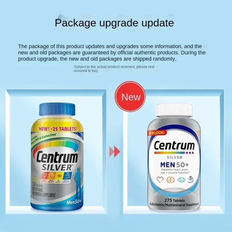 Centrum Silver Multivitamin & Multimineral Tablets for Men & Women Over 50 - Supports Healthy Aging, Immune & Energy - 275 Men's / 200 Women's Count thumbnail 3