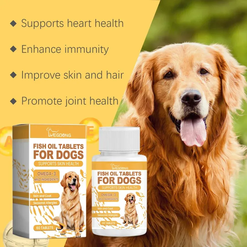 Dog Multivitamin Fish Oil Tablets for Skin & Coat Health - Omega Fatty Acids for Immune & Heart Support - All Size Dogs thumbnail 3