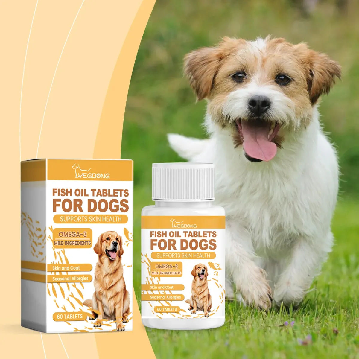 Dog Multivitamin Fish Oil Tablets for Skin & Coat Health - Omega Fatty Acids for Immune & Heart Support - All Size Dogs showcase 2