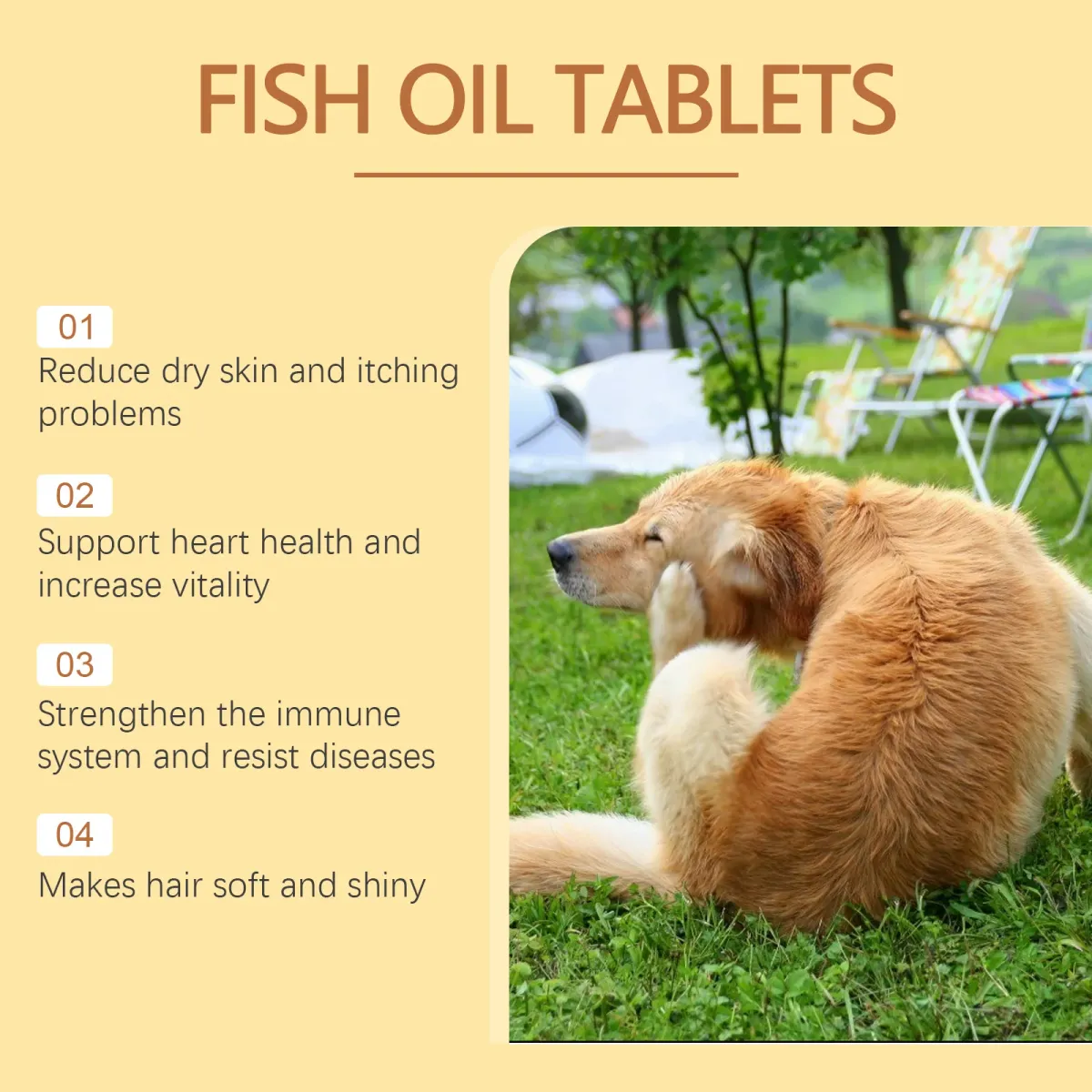 Dog Multivitamin Fish Oil Tablets for Skin & Coat Health - Omega Fatty Acids for Immune & Heart Support - All Size Dogs showcase 7