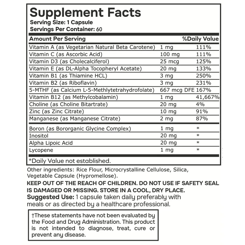 Methylated Multivitamins with Methyl B12 & Methylfolate - 60 Tablets for MTHFR Support, Enhanced Absorption Daily Supplement thumbnail 3